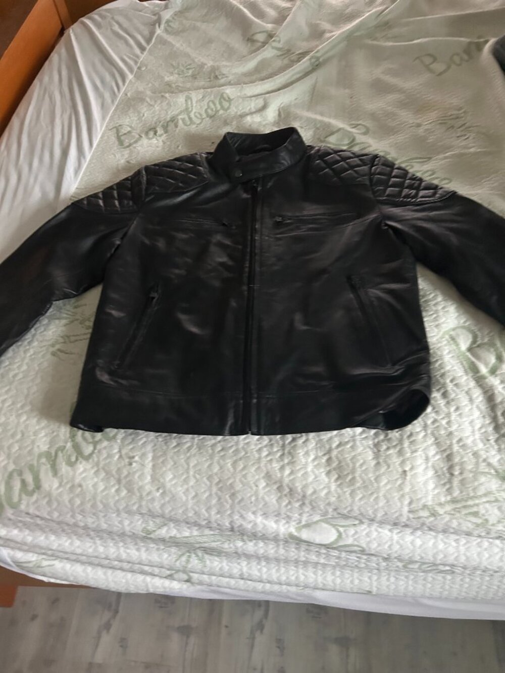 Men's Genuine Sheep Leather Jacket Motorcycle Black Cafe Racer Style Jacket